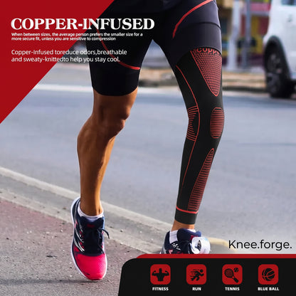 Knee.Forge. Copper Compression Leg Sleeve for Pain Relief & Lifting